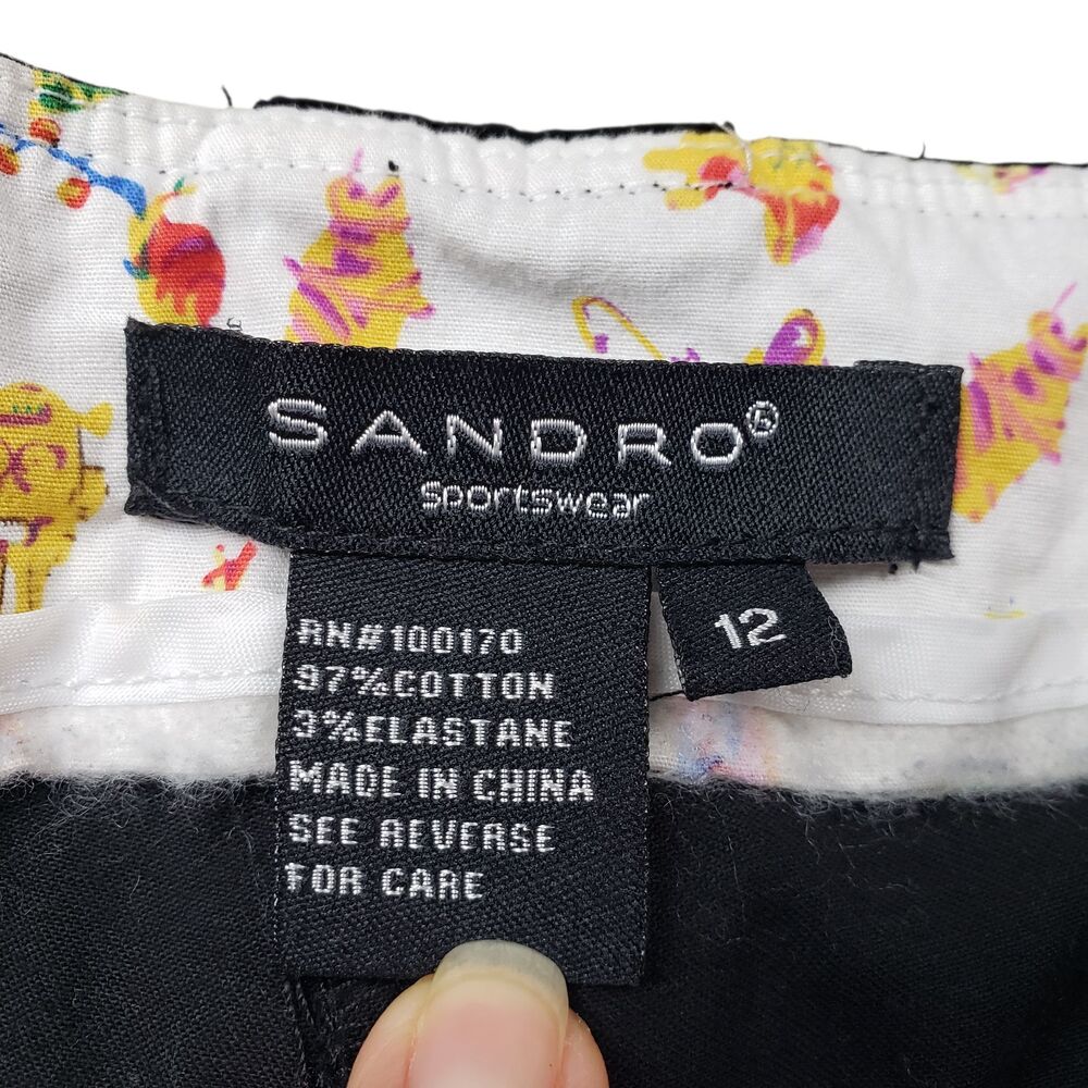 Sandro Sportwear Capri Pants Womens 12 Black Cropped - Picture 4 of 8
